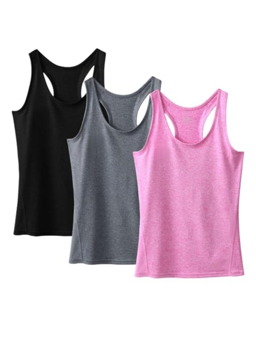 3 Pack Workout Tank Tops Women Racerback Compression Fit Dry Fit